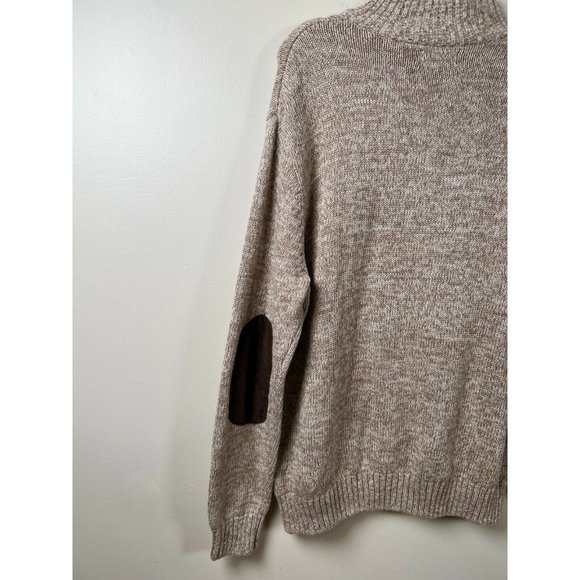 Chaps Ralph Lauren Brown Sweater Men's Mock Neck With Elbow Patches Size Large - Picture 3 of 9